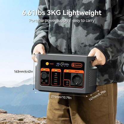 FF Flashfish E103 300W Portable Power Station, 179.2Wh LiFePO4 Battery, Fast AC Recharge, Multi-Output Solar Generator for Outdoor/Camping/Emergency Power