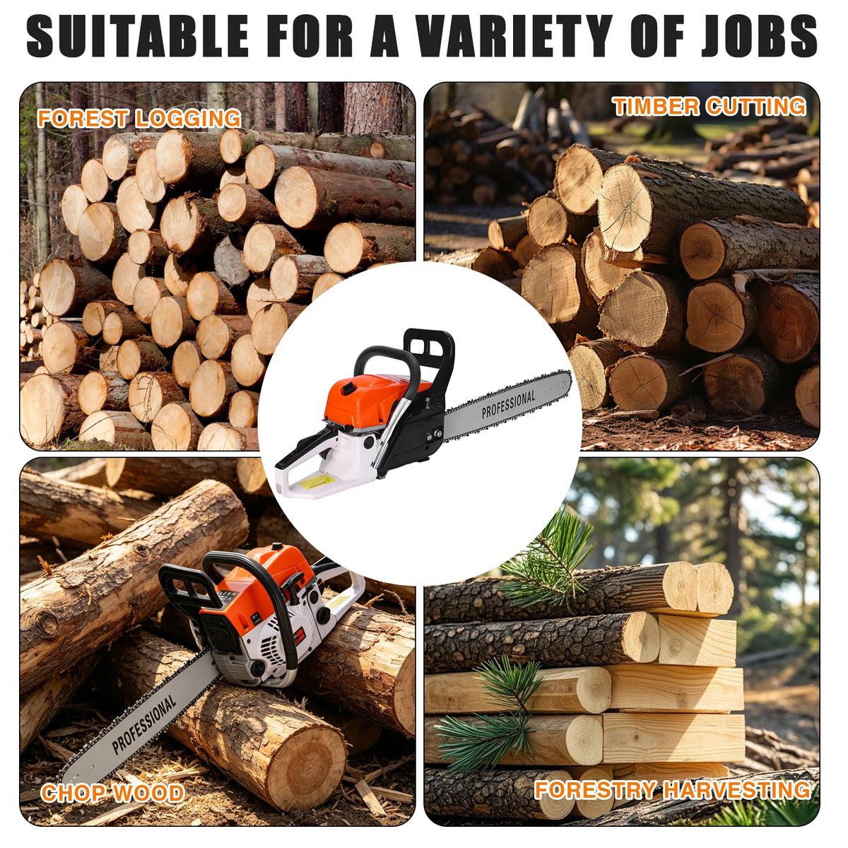 9.8kW 20-Inch Electric Chainsaw Large Portable Wood Cutting Saw High-Power Tree Pruning Chainsaw for Home DIY Garden Forestry Woodworking Cutting Tool