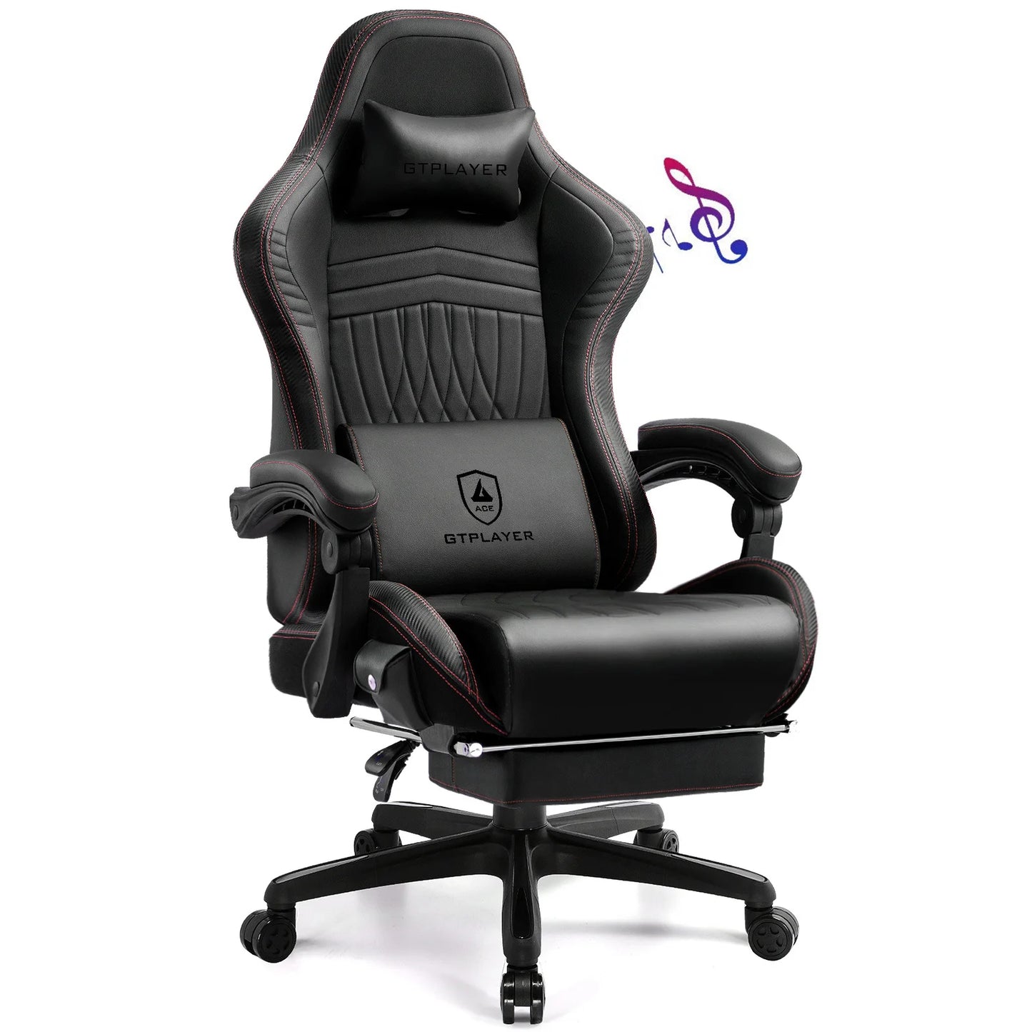 GTPLAYER Gaming chair Ergonomic Gaming armchair Desk chair PC Footrest loudspeaker Music Office chair up to 150kg