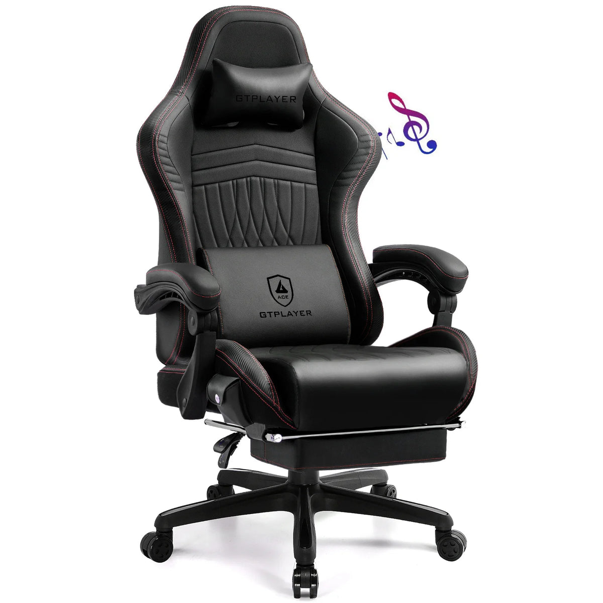 GTPLAYER Gaming chair Ergonomic Gaming armchair Desk chair PC Footrest loudspeaker Music Office chair up to 150kg