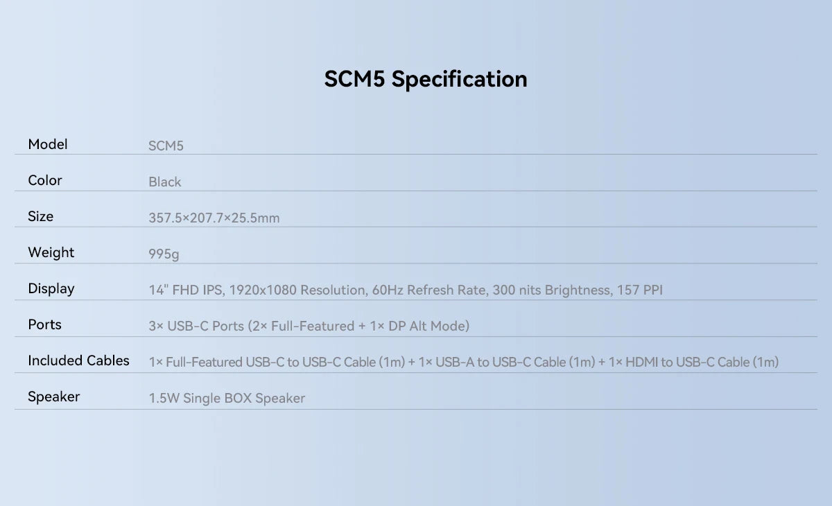 Blackview  SCM 5 Laptop Screen Extension, 1.3 lbs Lightweight & 0.16 Inch Ultra Thin 14 Inch FHD 1080P IPS Portable Laptop Monitor Extension, Travel Dual Monitor for 13-17 Inch, Plug & Play for Windows/Mac