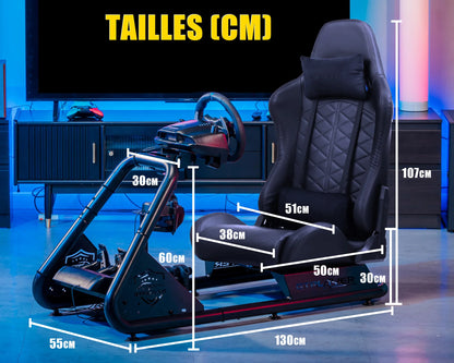 Gtplayer Simulator Cockpit Sim Racing Cockpit Racing Simulator Steering Wheel Stand with Speakers Steering Wheel and Pedal Stand