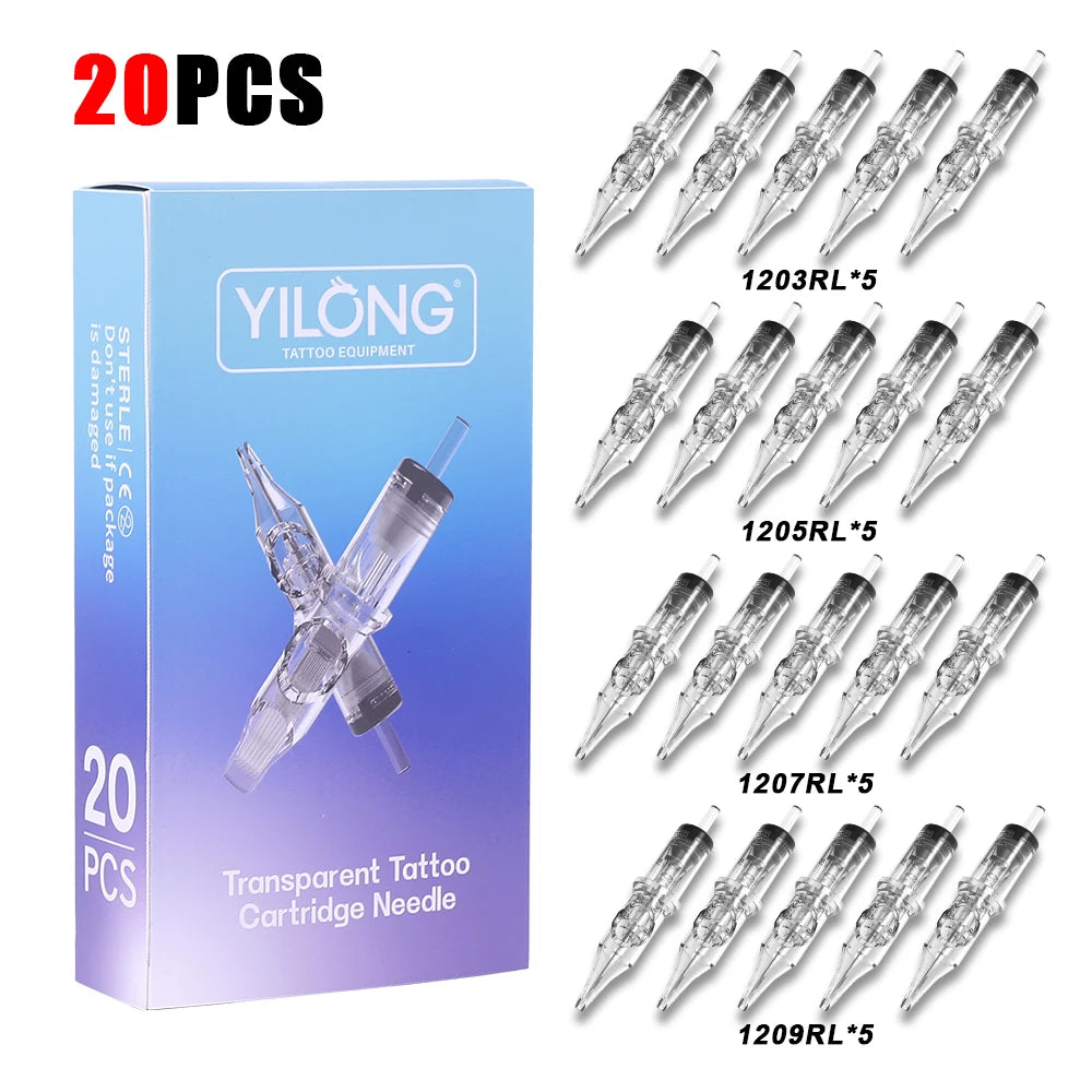 50/20PCS MIX Tattoo Cartridge Needles Individual Package Disposable Sterile Transparent Tattoo Needles  for Tattoo Pen Machine