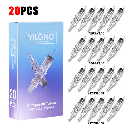 50/20PCS MIX Tattoo Cartridge Needles Individual Package Disposable Sterile Transparent Tattoo Needles  for Tattoo Pen Machine