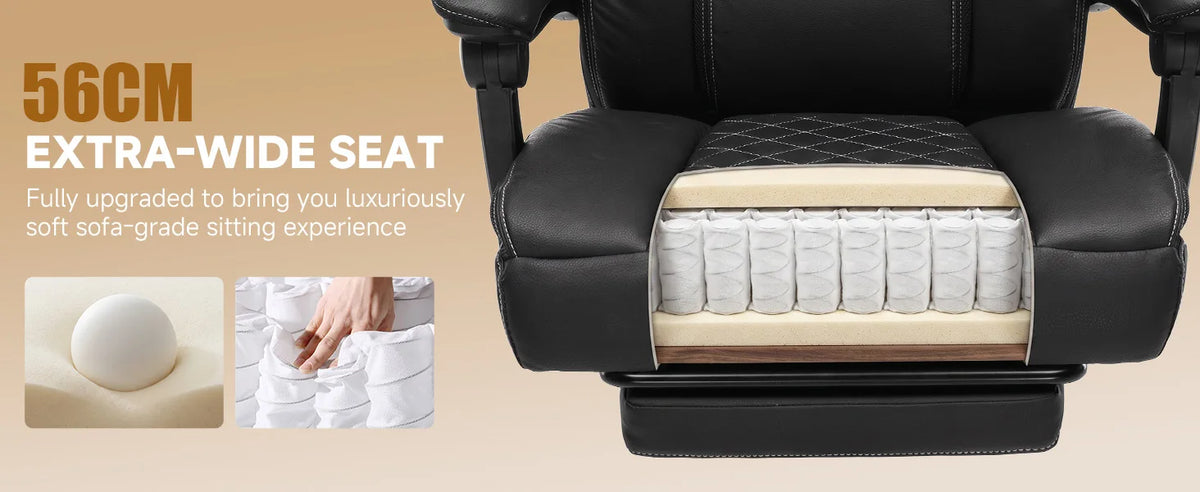 Gtplayer Gaming Chair, Ergonomic Office Chair with Footrest and Lumbar Support, High Back Executive Chair for Tall, Wide Computer Chair, Height Adjustable, Synchronous Armrest, Spring Core Seat