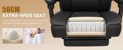 Gtplayer Gaming Chair, Ergonomic Office Chair with Footrest and Lumbar Support, High Back Executive Chair for Tall, Wide Computer Chair, Height Adjustable, Synchronous Armrest, Spring Core Seat