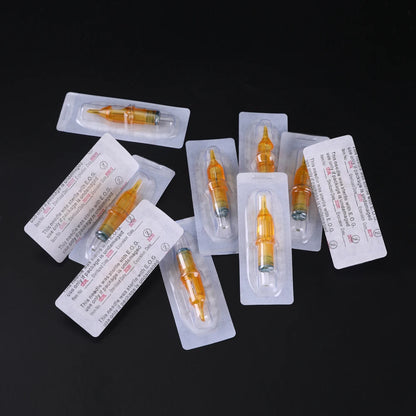YILONG 10PCS Tattoo Cartridge Needle Professional Individual Package Sterile Yellow Tattoo Needles for Tattoo Pen Machine