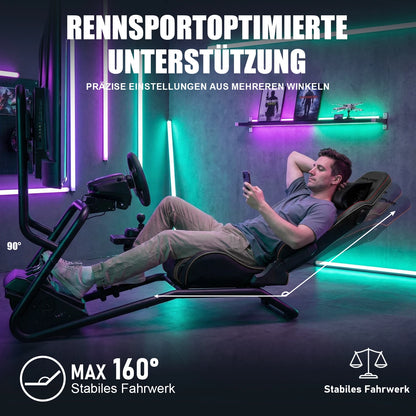 GTPLAYER Simulator Cockpit Racing Simulator steering wheel stand with 3D stereo speakers monitor Mount