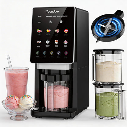 Teendow KF-2501U1 Ice Cream Maker with 8 Preset Programs, Self-Cleaning, Mix-In & Re-Spin Functions, Home Countertop Model