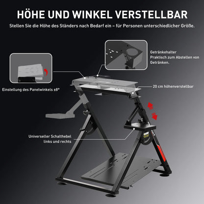 GTPLAYER Ratt-ställning för Sim Racing – Justerbar 20°/20cm Höjd, Kolstål, Logitech G29/G920/G923 Thrustmaster, EU-lager