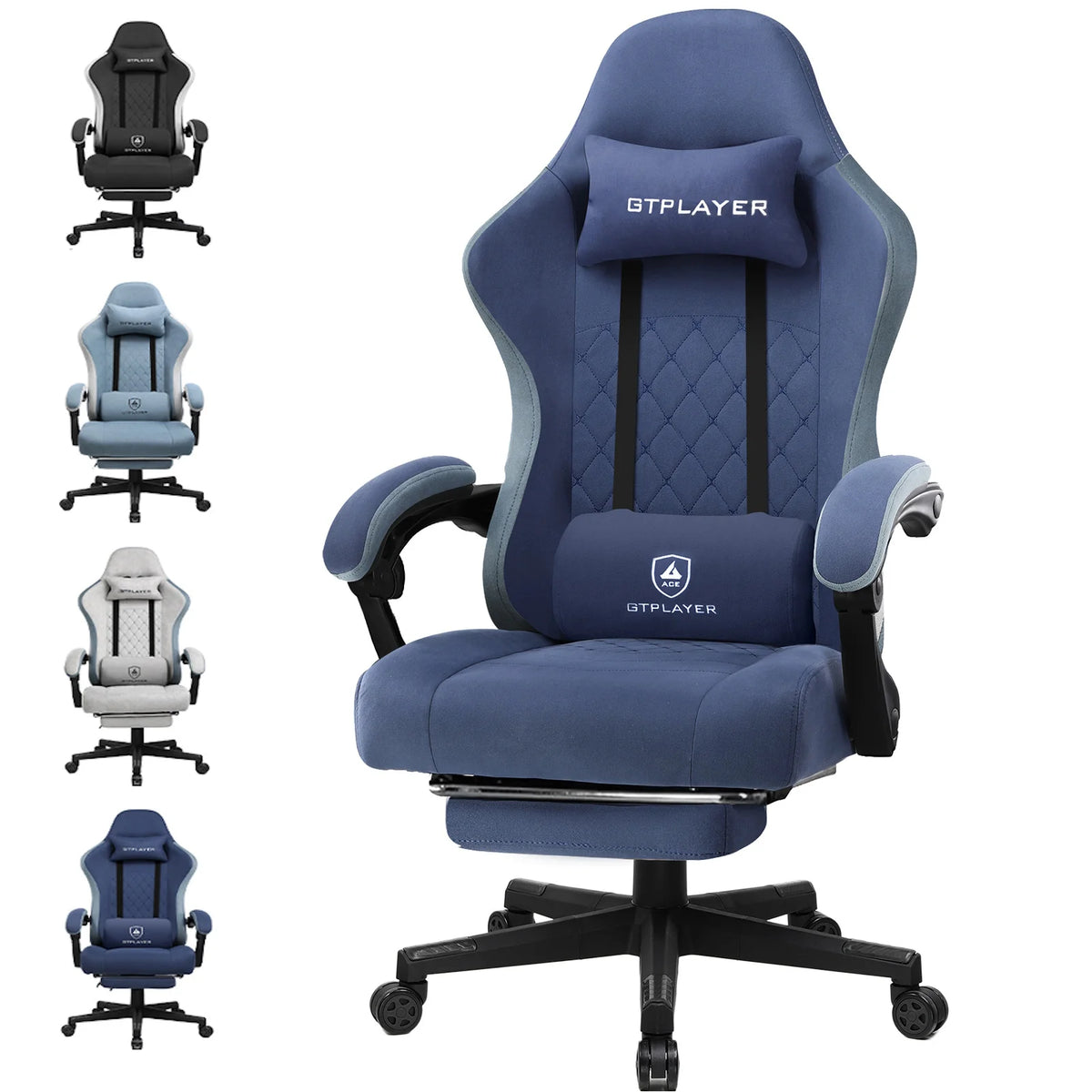 GTPLAYER Gaming Stuhl Ergonomischer Gaming Sessel Schreibtischstuhl mit Stoffoberfläche, Federsitzkissen, Verbindungsarmlehnen