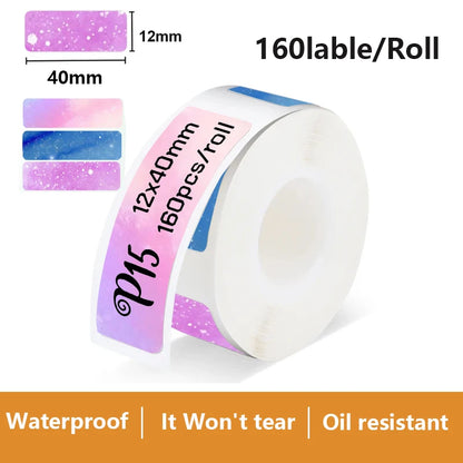 Termiska Etikettrullar Mönster & Färg – Kompatibla med Marklife P11 P12 Phomemo D30 DELI Q2 Brother – 12x40mm 14x40mm 14x50mm 2026