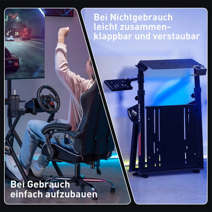 GTPLAYER Ratt-ställning för Sim Racing – Justerbar 20°/20cm Höjd, Kolstål, Logitech G29/G920/G923 Thrustmaster, EU-lager