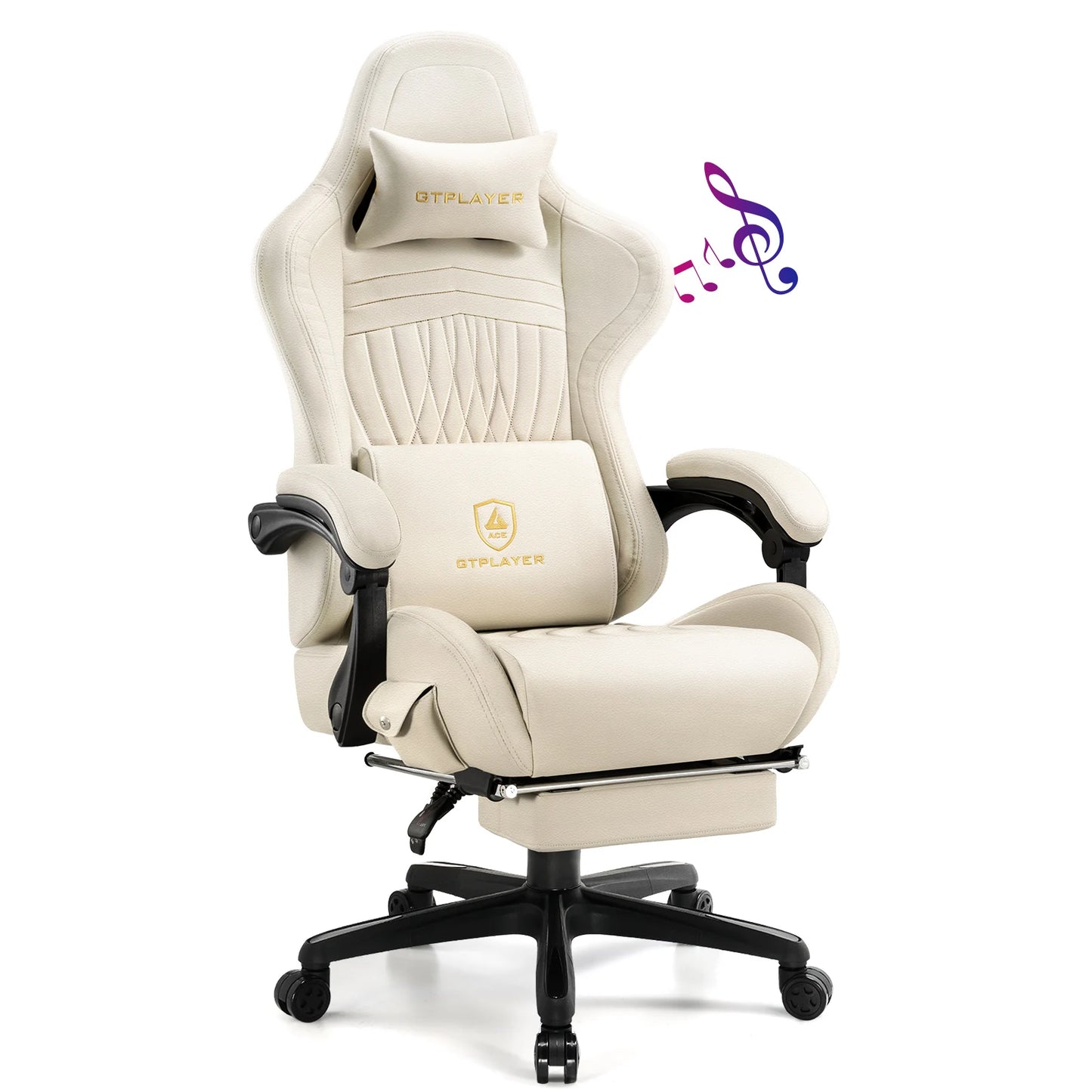 GTPLAYER Gaming chair Ergonomic Gaming armchair Desk chair PC Footrest loudspeaker Music Office chair up to 150kg