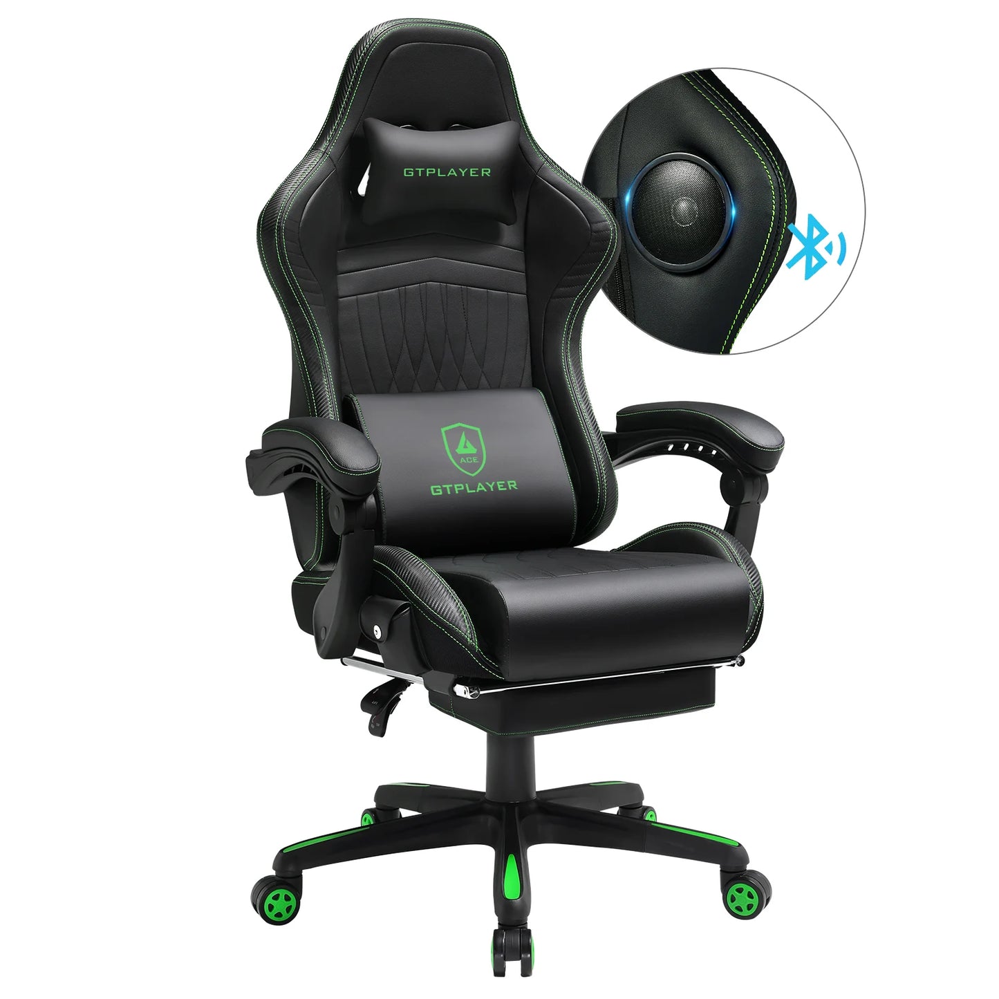 GTPLAYER Gaming chair Ergonomic Gaming armchair Desk chair PC Footrest loudspeaker Music Office chair up to 150kg