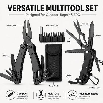 2-Piece Multi Tool Set Portable Folding folds Knife screen driver open Outdoor Camping Survival Repair Tool with Carry Bag