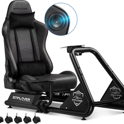 Gtplayer Simulator Cockpit Sim Racing Cockpit Racing Simulator Steering Wheel Stand with Speakers Steering Wheel and Pedal Stand