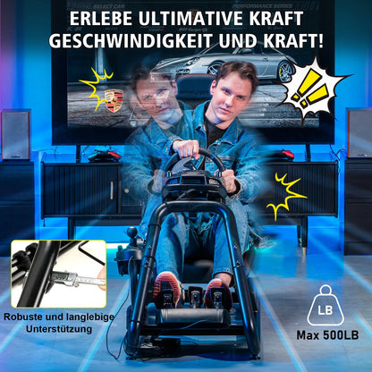 Luckracer Sim Racing Cockpit Simulator Cockpit Racing Simulator Steering Wheel Stand with Speakers Steering Wheel and Pedal Stand