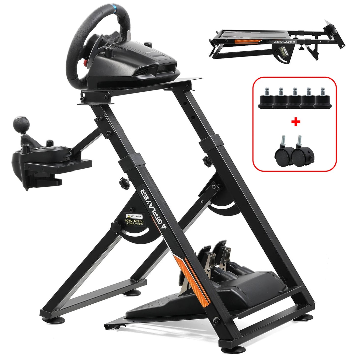 GTPLAYER Ratt-ställning för Sim Racing – Justerbar 20°/20cm Höjd, Kolstål, Logitech G29/G920/G923 Thrustmaster, EU-lager