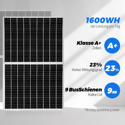 200W Monokristallin Solpanel Kit (2×100W) – 23% Verkningsgrad IP65 18V Off-Grid Balkong Husbil Båt Camping, EU-lager