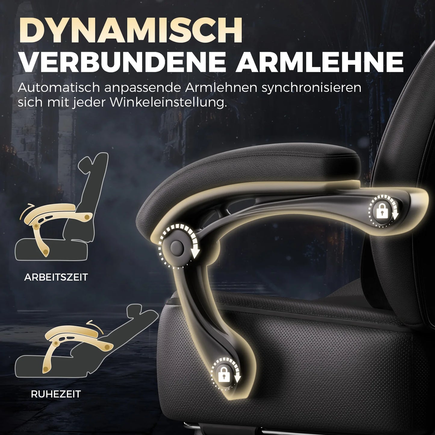 GTPLAYER Gaming Chair with Footrest, Gamer Armchair Height-Adjustable, 200 kg Load Capacity, Adjustable Armrests, Lumbar and Head Pillows, Swivel Gaming Chair