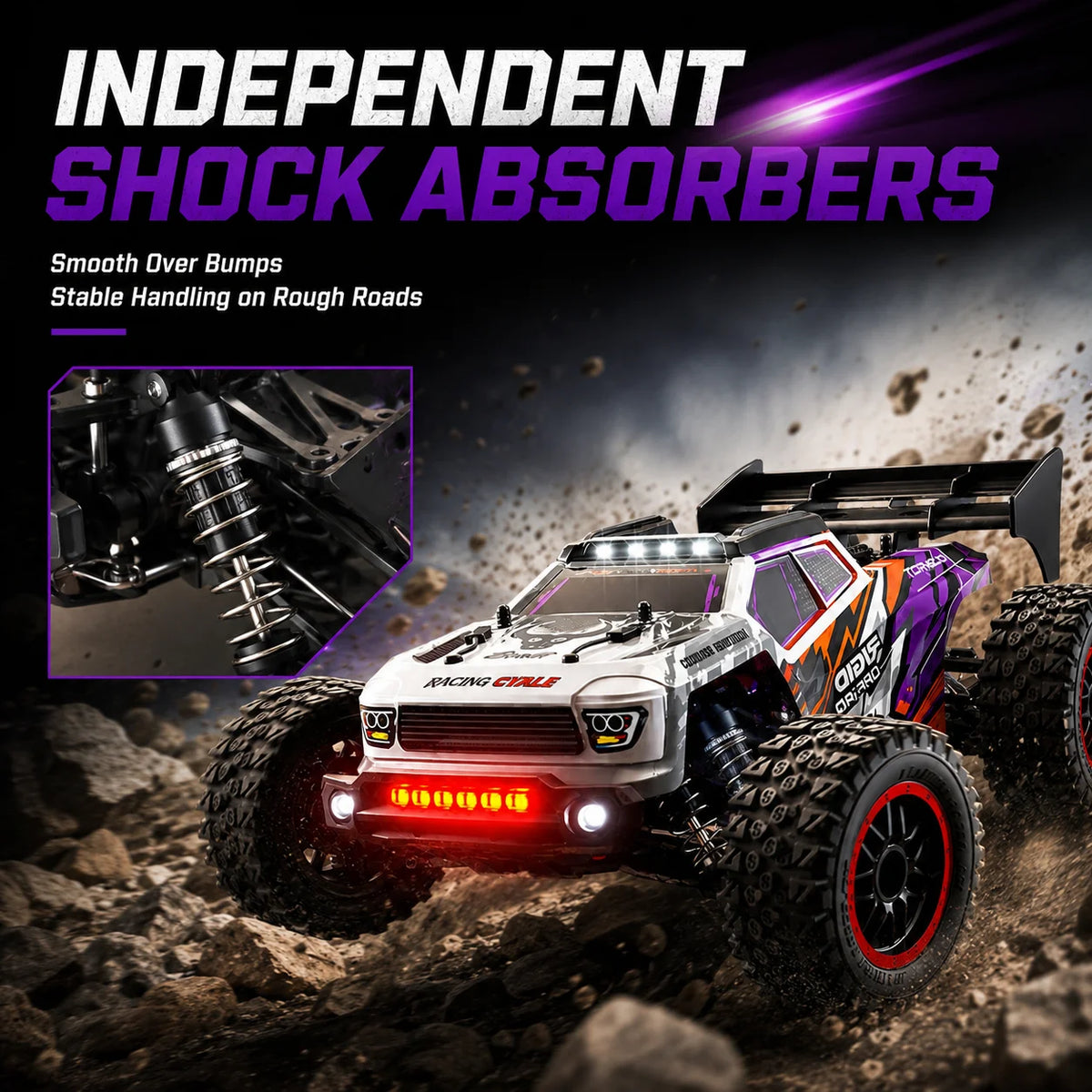 Beginner Friendly 4Wd Rc Off Road Car Carbon Brush Motor Precise Steering Trim Easy Motor Replacement Durable Anti-Loss Shell Hobby Gift for 14+