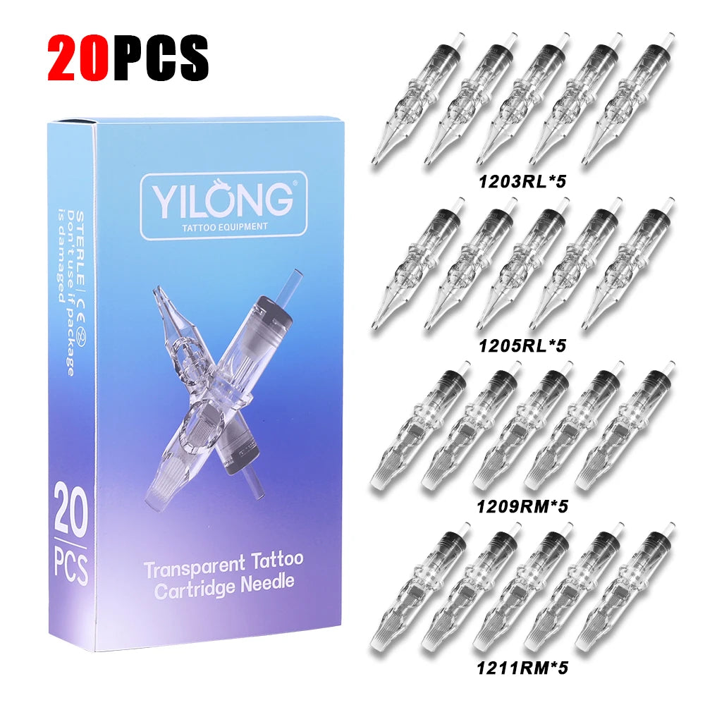 50/20PCS MIX Tattoo Cartridge Needles Individual Package Disposable Sterile Transparent Tattoo Needles  for Tattoo Pen Machine