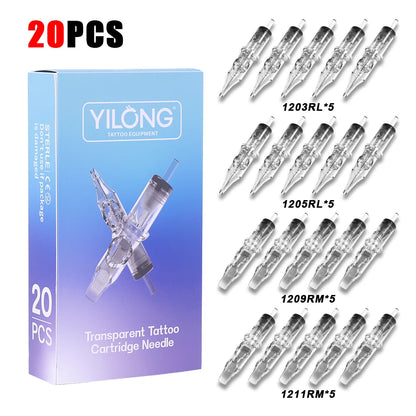 50/20PCS MIX Tattoo Cartridge Needles Individual Package Disposable Sterile Transparent Tattoo Needles  for Tattoo Pen Machine