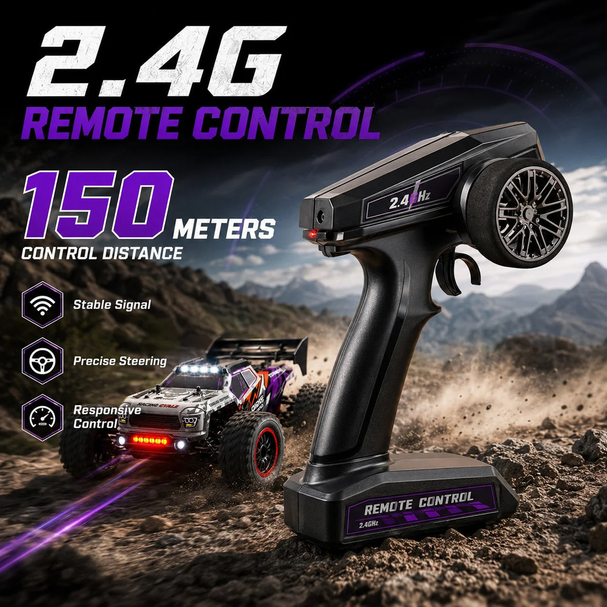 Beginner Friendly 4Wd Rc Off Road Car Carbon Brush Motor Precise Steering Trim Easy Motor Replacement Durable Anti-Loss Shell Hobby Gift for 14+