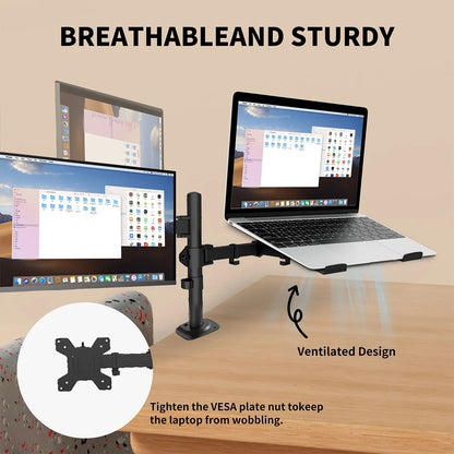 Ergonomisk Monitorarm för Skrivbord 13–27" – VESA 75x75/100x100 Justerbar Höjd Kabelhantering 8kg Stål EU-lager Polen