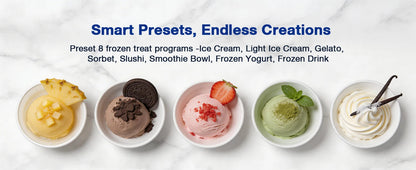 Teendow KF-2501U1 Ice Cream Maker with 8 Preset Programs, Self-Cleaning, Mix-In & Re-Spin Functions, Home Countertop Model