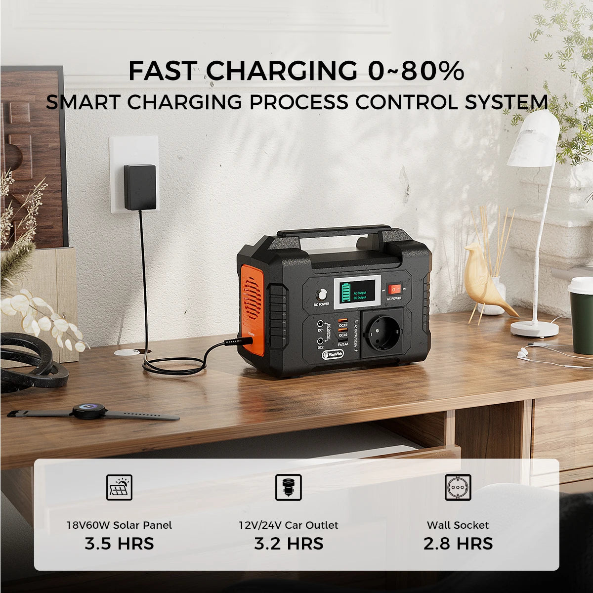 FlashFish E200 Portabel Powerstation 200W – 151Wh Solargenerator med AC/DC/USB, Camping & Nödström
