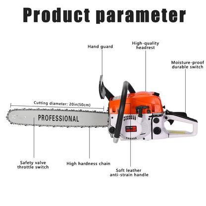 9.8kW 20-Inch Electric Chainsaw Large Portable Wood Cutting Saw High-Power Tree Pruning Chainsaw for Home DIY Garden Forestry Woodworking Cutting Tool