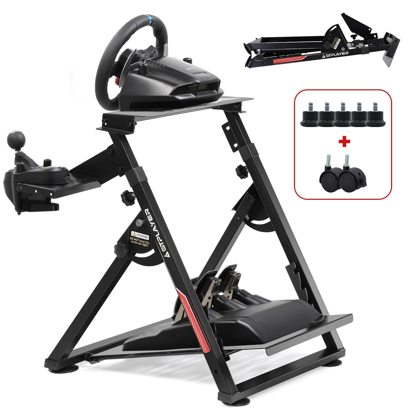 GTPLAYER Ratt-ställning för Sim Racing – Justerbar 20°/20cm Höjd, Kolstål, Logitech G29/G920/G923 Thrustmaster, EU-lager