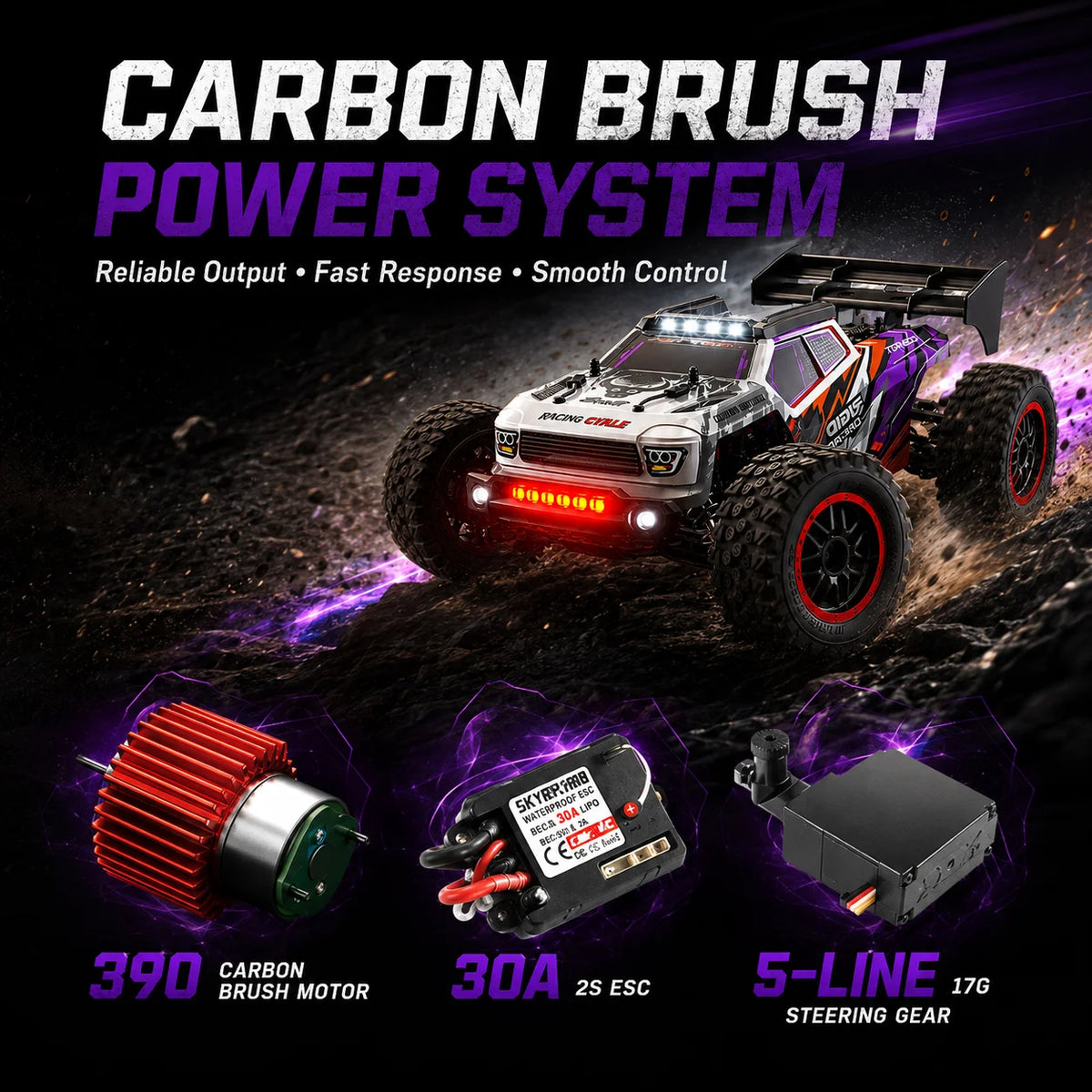 Beginner Friendly 4Wd Rc Off Road Car Carbon Brush Motor Precise Steering Trim Easy Motor Replacement Durable Anti-Loss Shell Hobby Gift for 14+