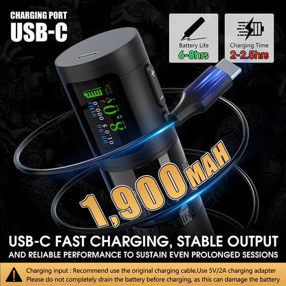 Ambition C1 Adjustable 7 Strokes 2.0-4.2mm Wireless Tattoo Machine Coreless Motor Billing Battery 1900mAh For Tattoo Body Artist