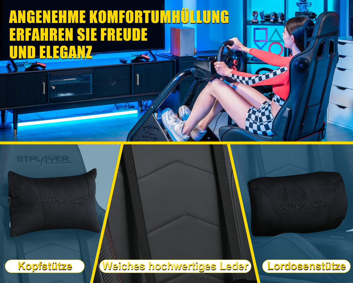 Gtplayer Simulator Cockpit with Speakers Racing Simulator Steering Wheel Stand Compatible with All Popular Wheels, Pedals, and Shifters