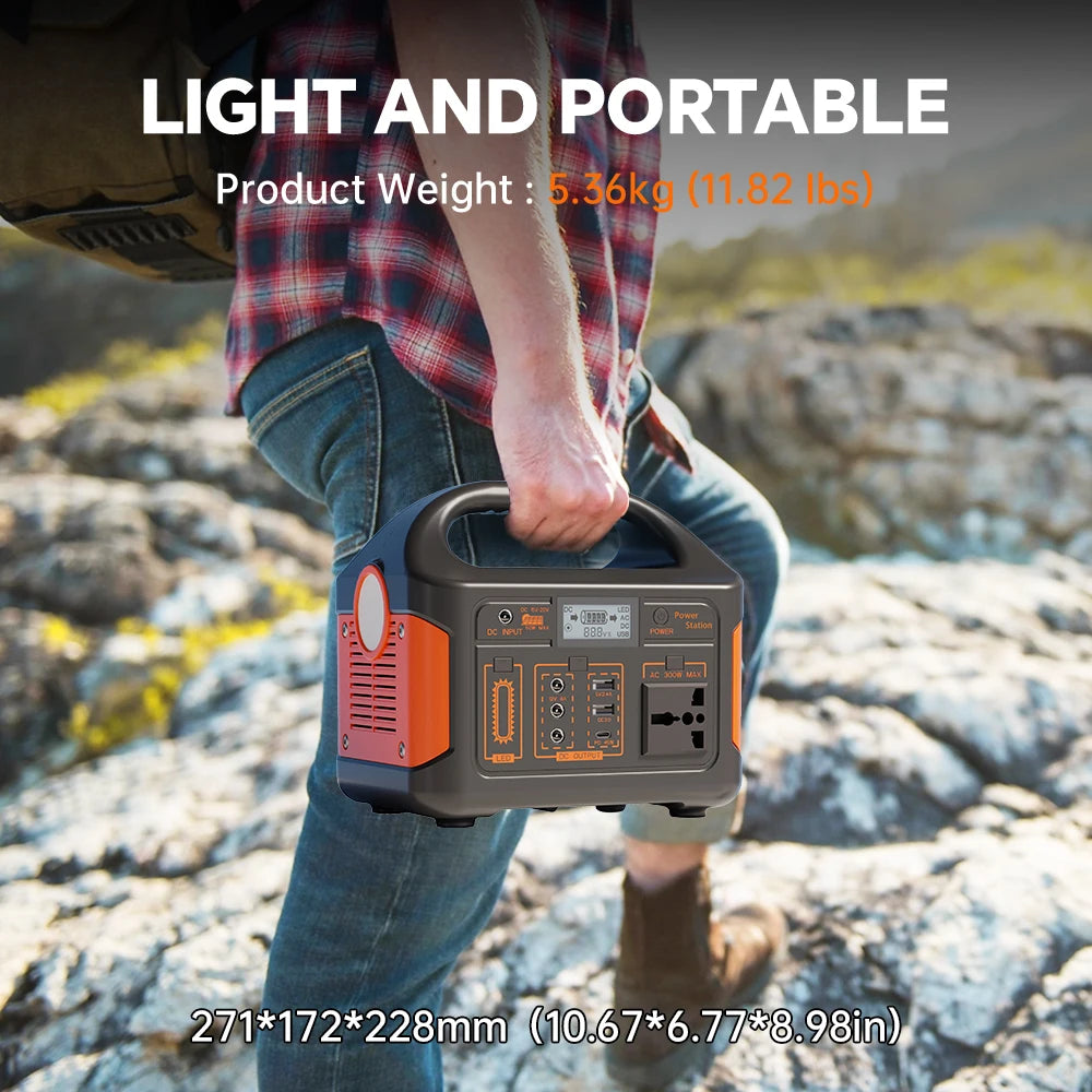 Gaiaray Portable Power Station 500W 300W 200W 100W Solar Generator UPS LiFePO4 Battery LED Light Solar Charging Station for Home Outdoor Emergency Power Bank