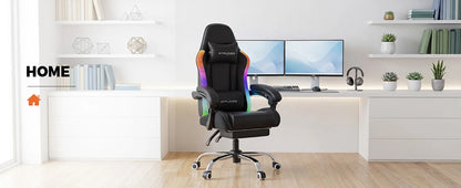 GTPLAYER Gaming Chair, Office Chair, Gaming Chair with LED Light Bar and Massage Function, Gamer Chair, Backrest with Storage Bag Ergonomic PC Chair with Remote Control