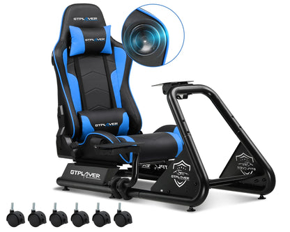 Luckracer Sim Racing Cockpit Simulator Cockpit Racing Simulator Steering Wheel Stand with Speakers Steering Wheel and Pedal Stand