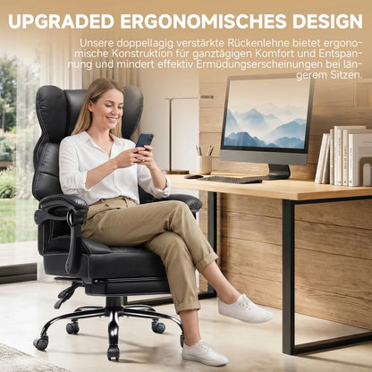 Gtplayer Gaming Chair, Ergonomic Office Chair with Footrest and Lumbar Support, High Back Executive Chair for Tall, Wide Computer Chair, Height Adjustable, Synchronous Armrest, Spring Core Seat