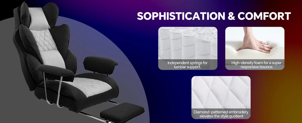 Gtplayer Gaming Chair, Office Chair with Pocket Spring Lumbar Support, Ergonomic and Comfortable Wide Office Computer Chair