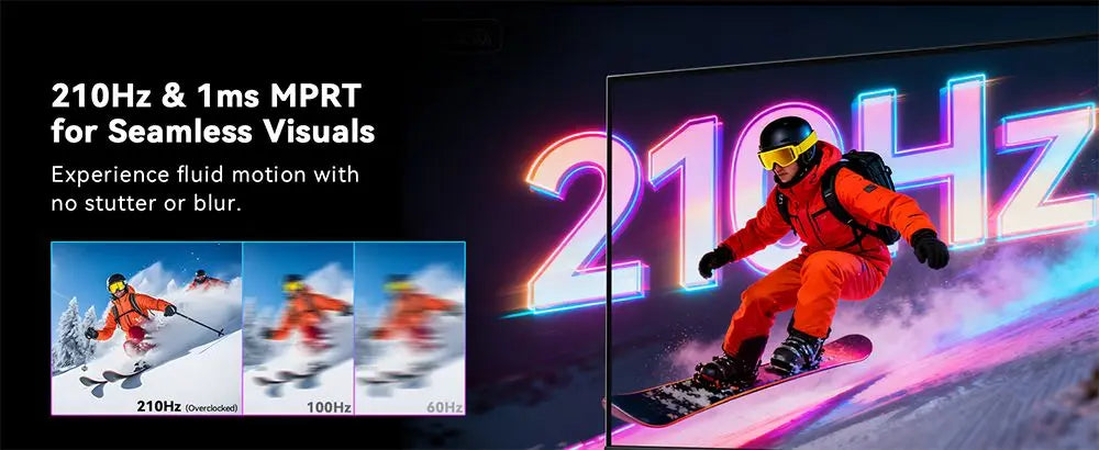 KTC H27T7P-2 Gaming Monitor 27" – Fast IPS 2K QHD 210Hz OC 1ms HDR400 FreeSync G-Sync 1,07 Mdr Färger Höjdjusterbart Stativ VESA