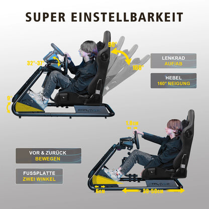 Luckracer Sim Racing Cockpit Simulator Cockpit Racing Simulator Steering Wheel Stand with Speakers Steering Wheel and Pedal Stand