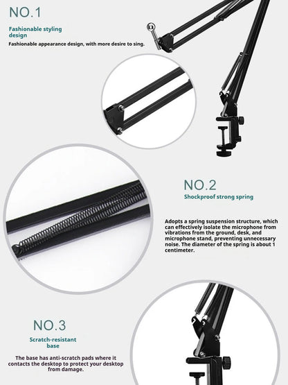 Desktop Cantilever Microphone Stand with Shock Mount, Universal Model, Suitable for Bm800, Dedicated for Live Streaming and Recording