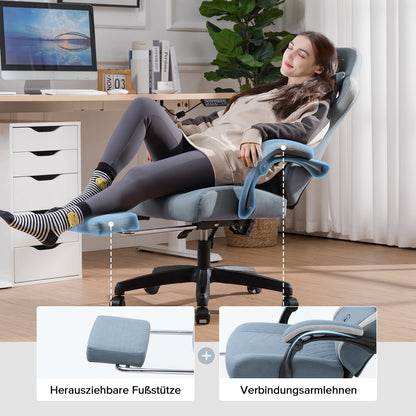 GTPLAYER Gaming Stuhl Ergonomischer Gaming Sessel Schreibtischstuhl mit Stoffoberfläche, Federsitzkissen, Verbindungsarmlehnen