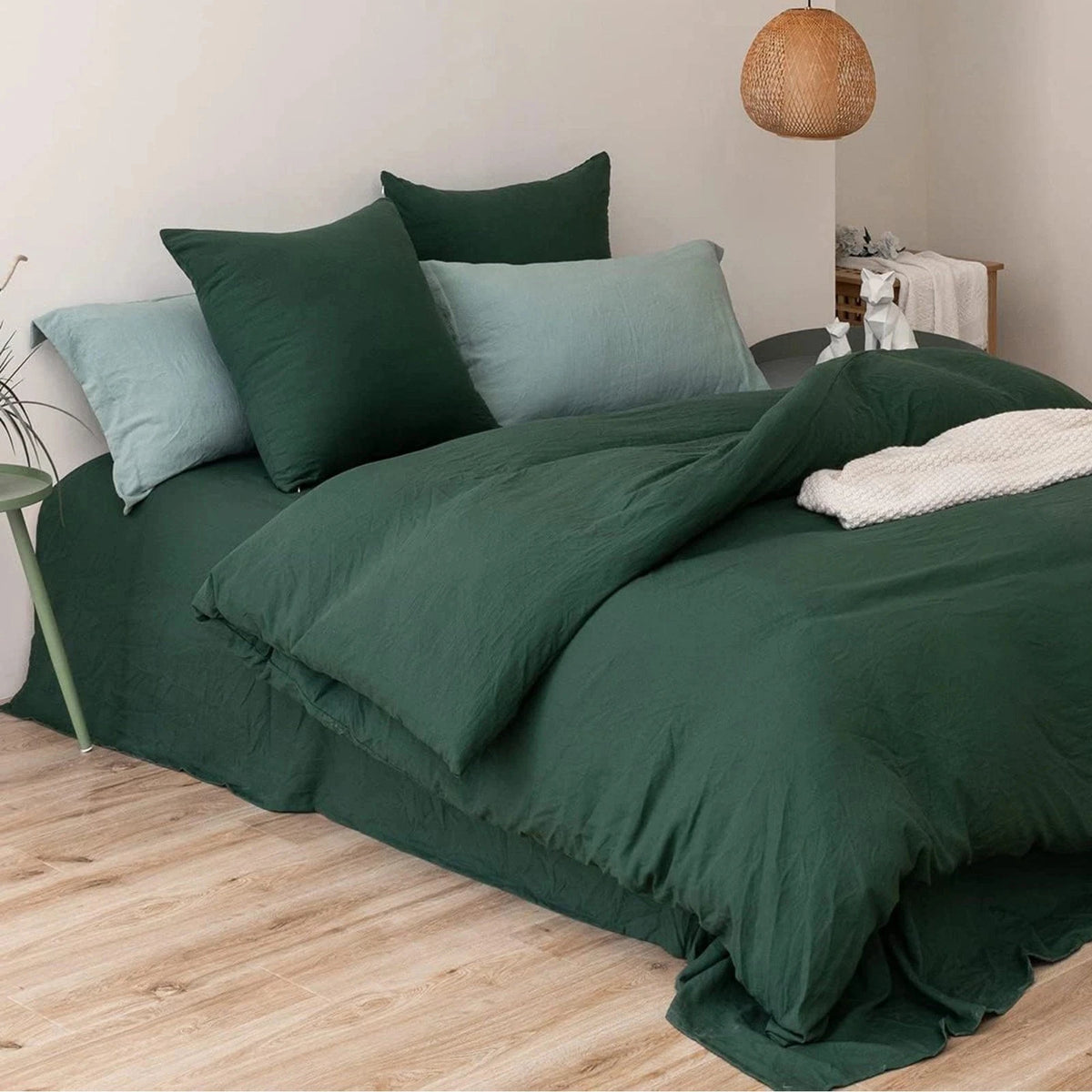 Mörkgrönt bäddset med dragkedja – 135 × 200, 155 × 220 eller 200 × 200 cm