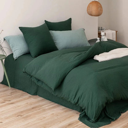 Mörkgrönt bäddset med dragkedja – 135 × 200, 155 × 220 eller 200 × 200 cm