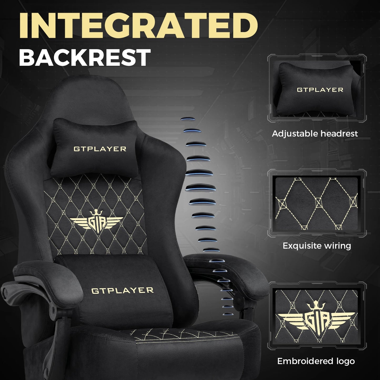 GTPLAYER Gaming chair fabric Gaming Chair Ergonomic office boot PC chair, Adjustable and Rotatable Desk Chair