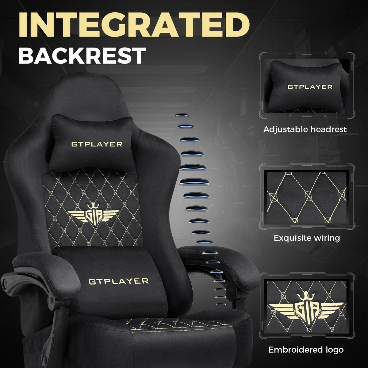 GTPLAYER Gaming chair fabric Gaming Chair Ergonomic office boot PC chair, Adjustable and Rotatable Desk Chair